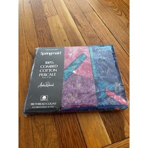 Vintage Springmaid Jeweled Marble Twin Flat Sheet Combed Cotton Andre Richard